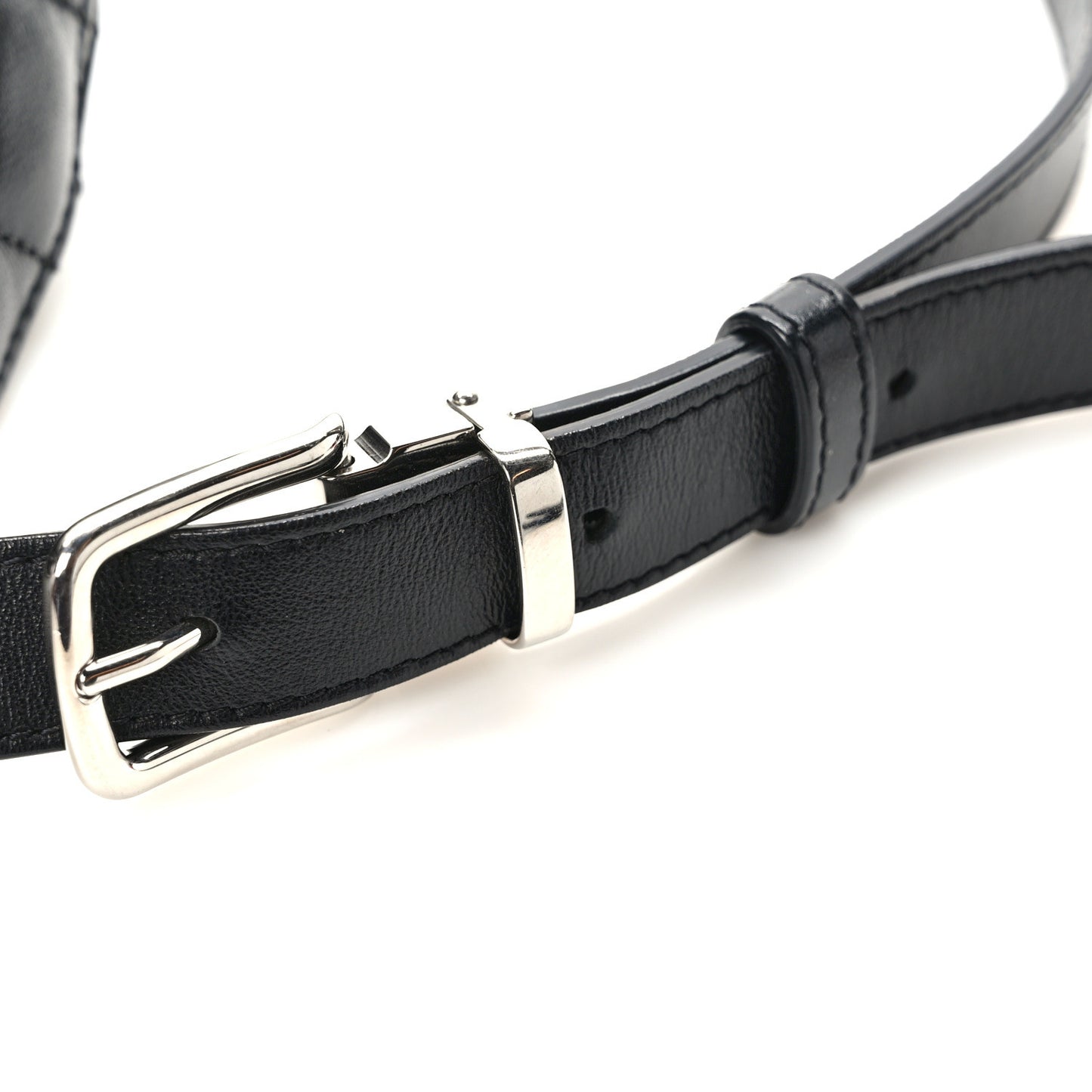 Lambskin Quilted Waist Belt Bag Black