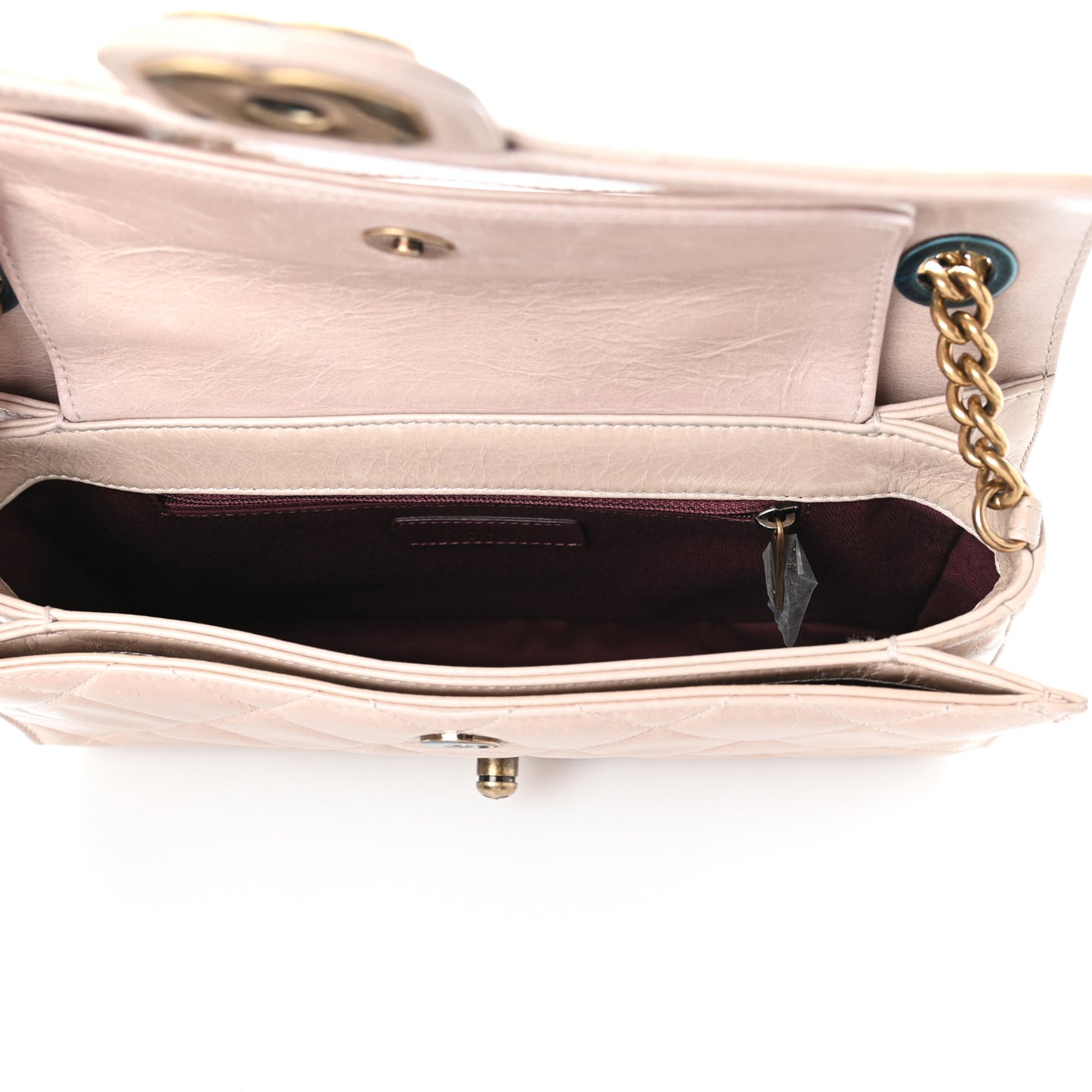 Glazed Calfskin Medium Perfect Edge Flap Light Pink