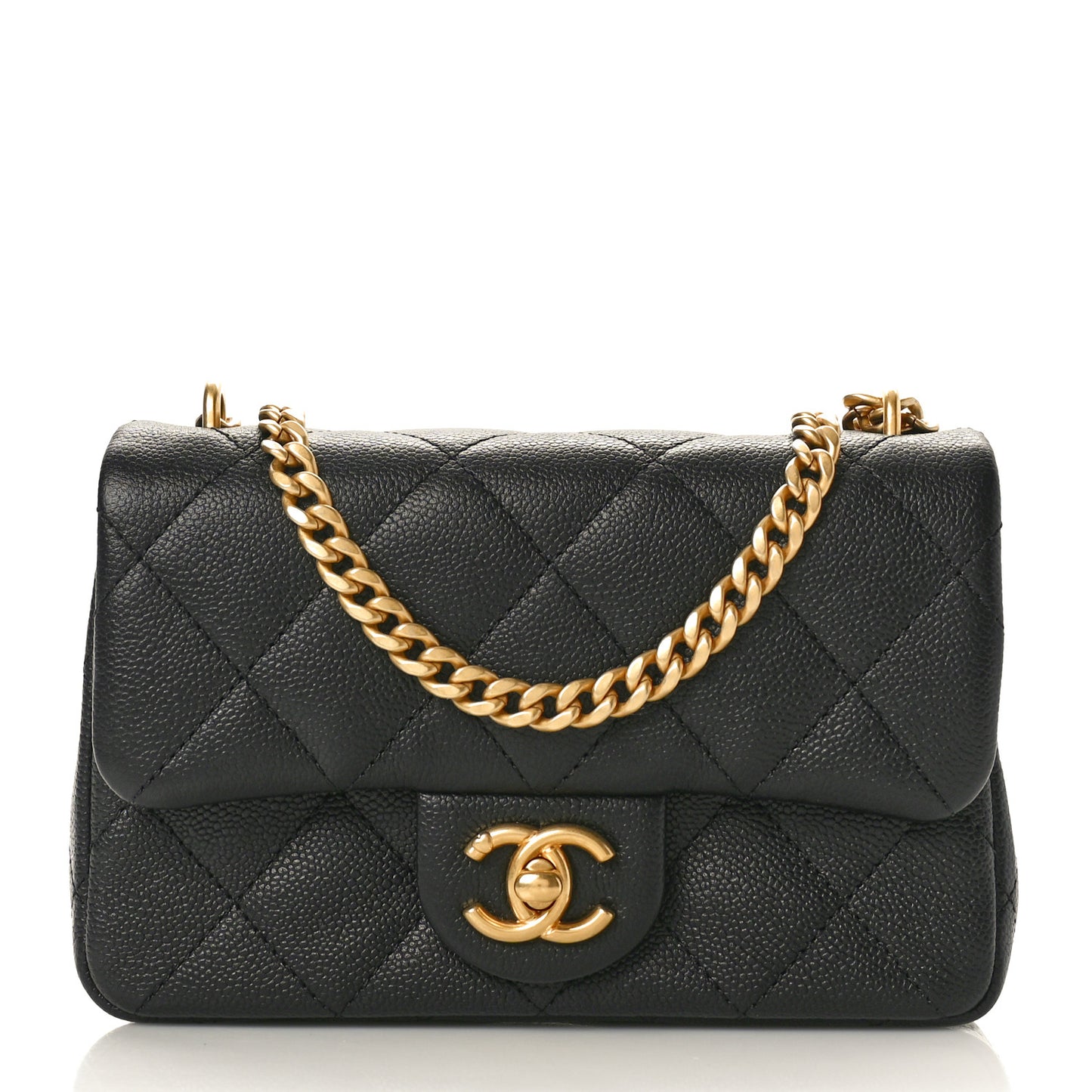 Caviar Quilted Mini Sweetheart Rectangular Flap Black