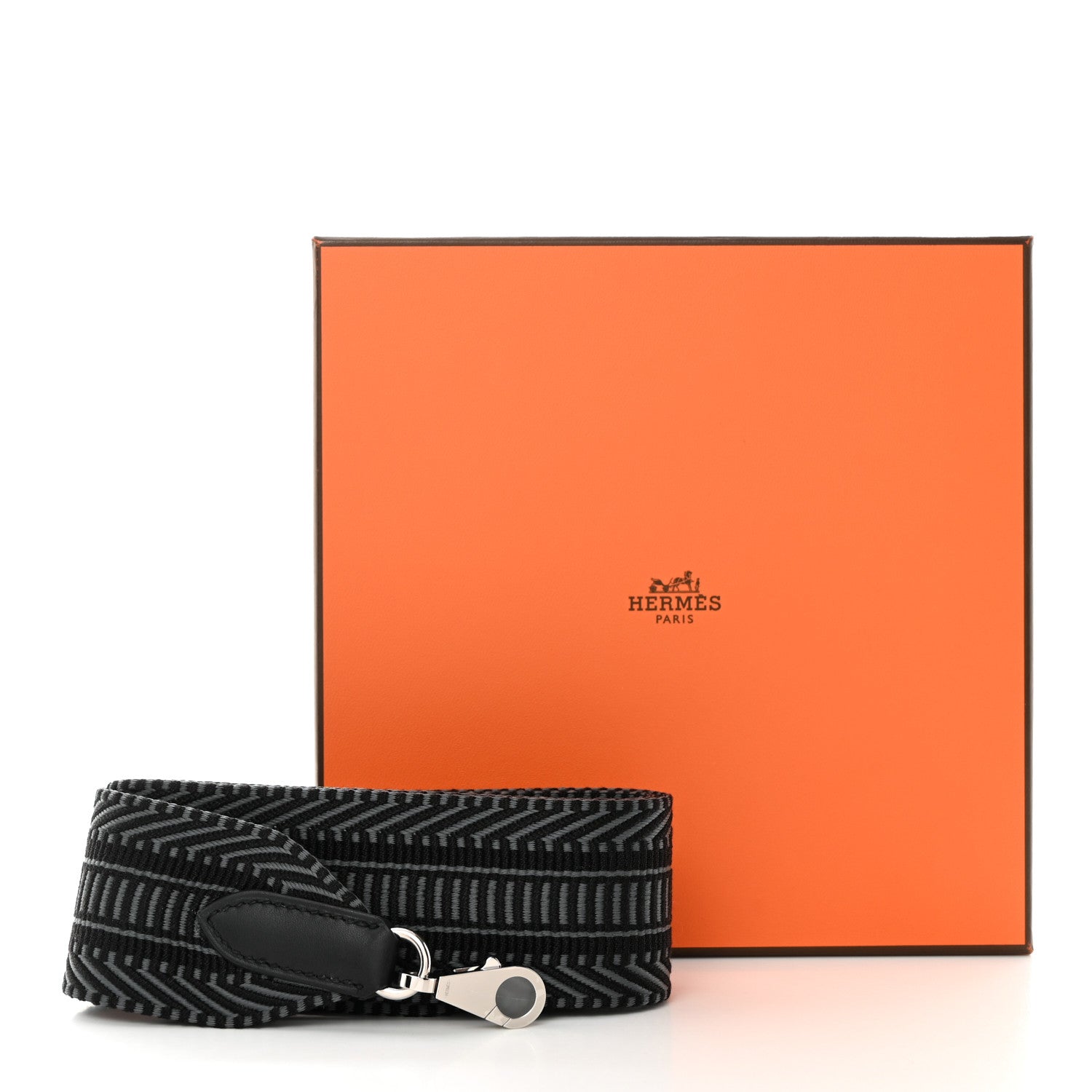 Hermes Toile Swift 50mm Sangle Cavale Shoulder Strap Black Gris Misty 6 of 6