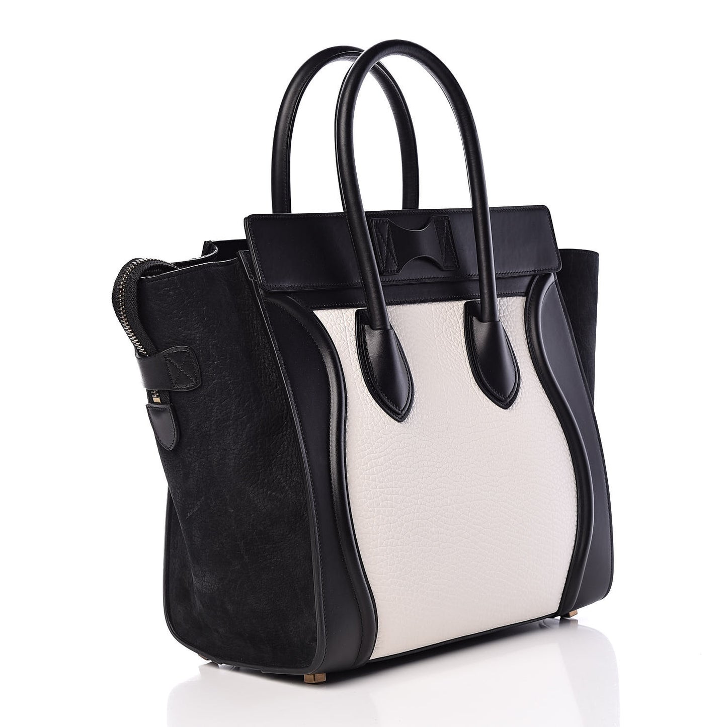 Bullhide Calfskin Mini Bi-Color Luggage Black White