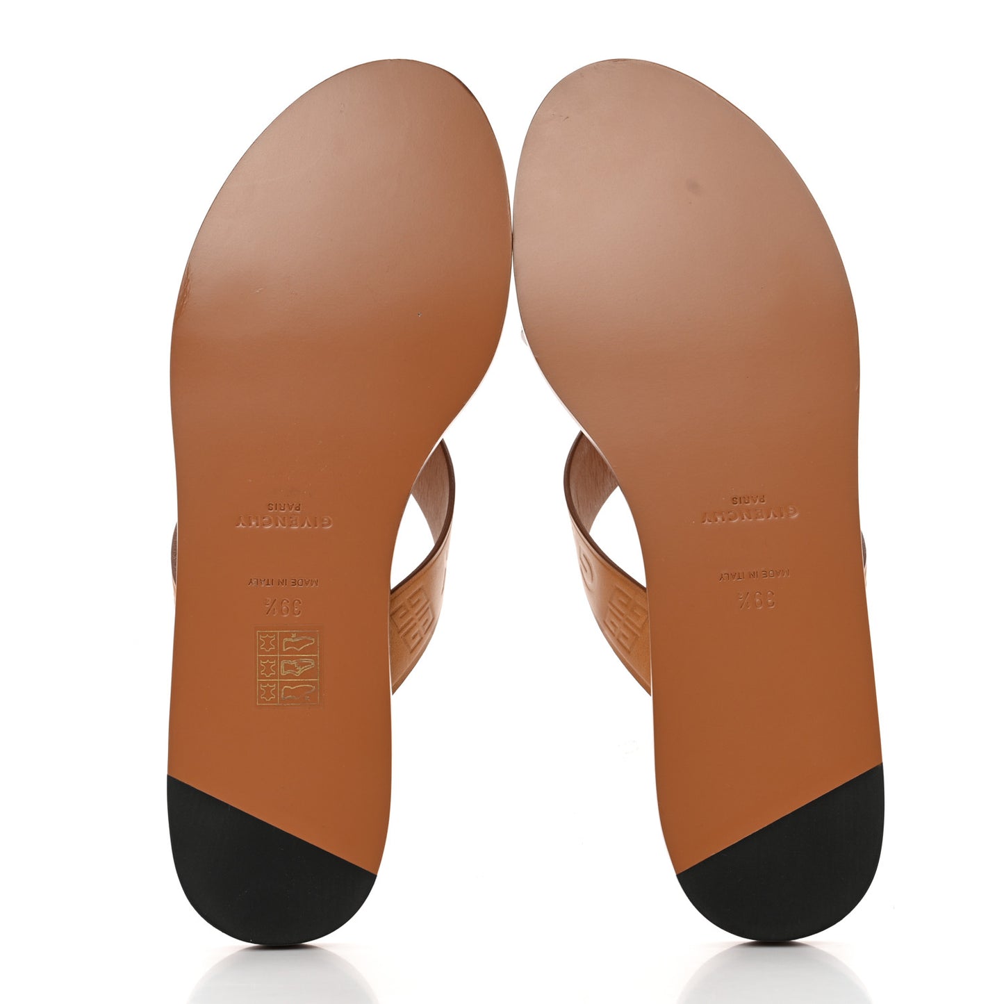 Calfskin Logo Strap Sandals 39.5 Tobacco