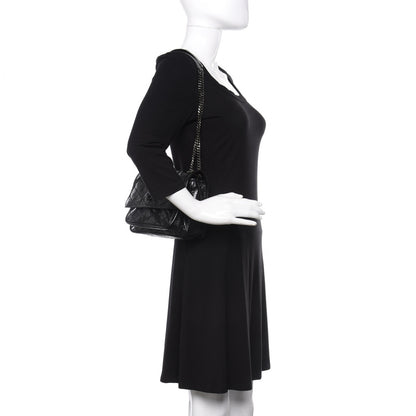 Saint Laurent Crinkled Calfskin Matelasse Monogram Baby Niki Chain Satchel Black 2 of 10