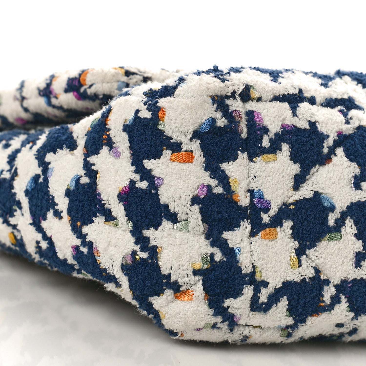 Chanel Tweed Quilted Large Chanel 19 Flap Ecru Navy Blue Multicolor 8 of 9