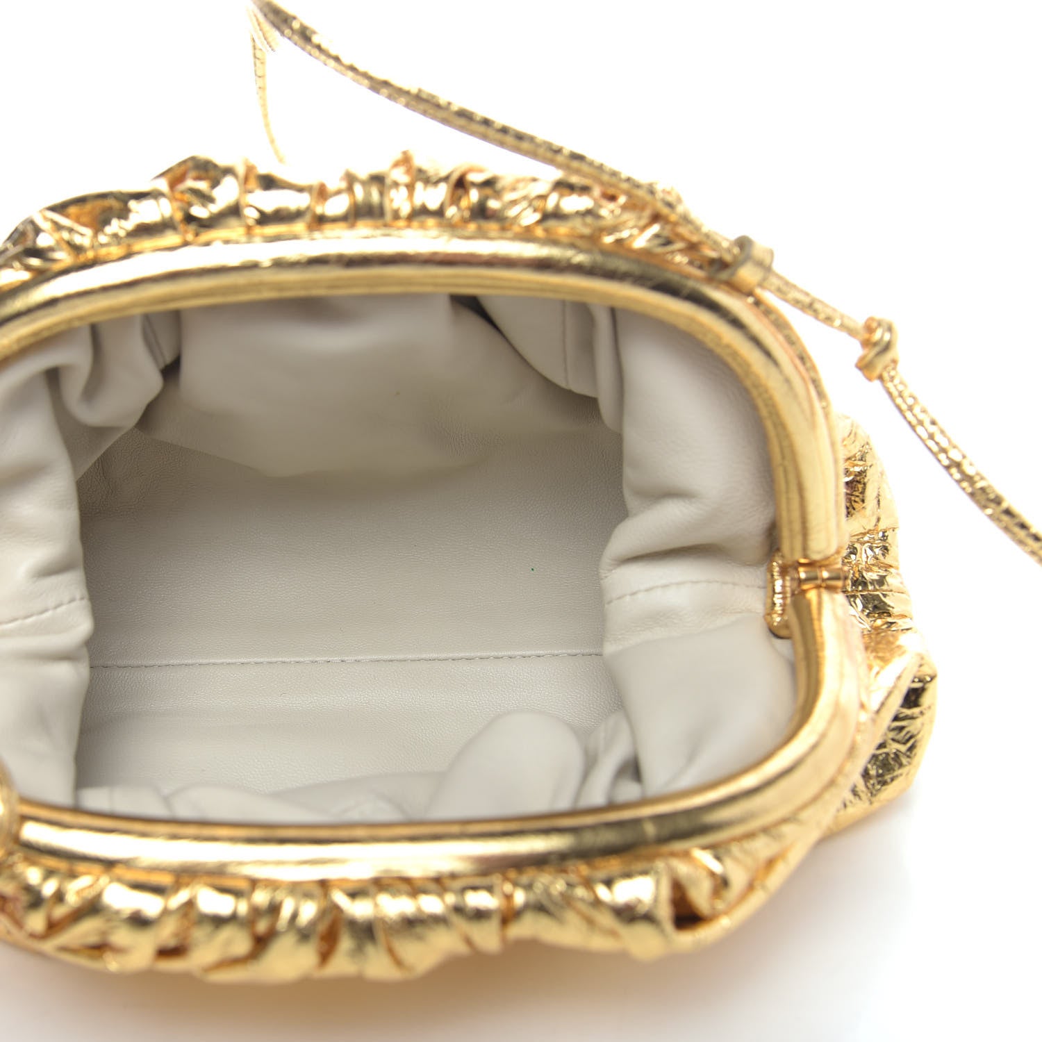 Bottega Veneta Metallic Crinkled Lambskin The Mini Pouch Oro 5 of 8
