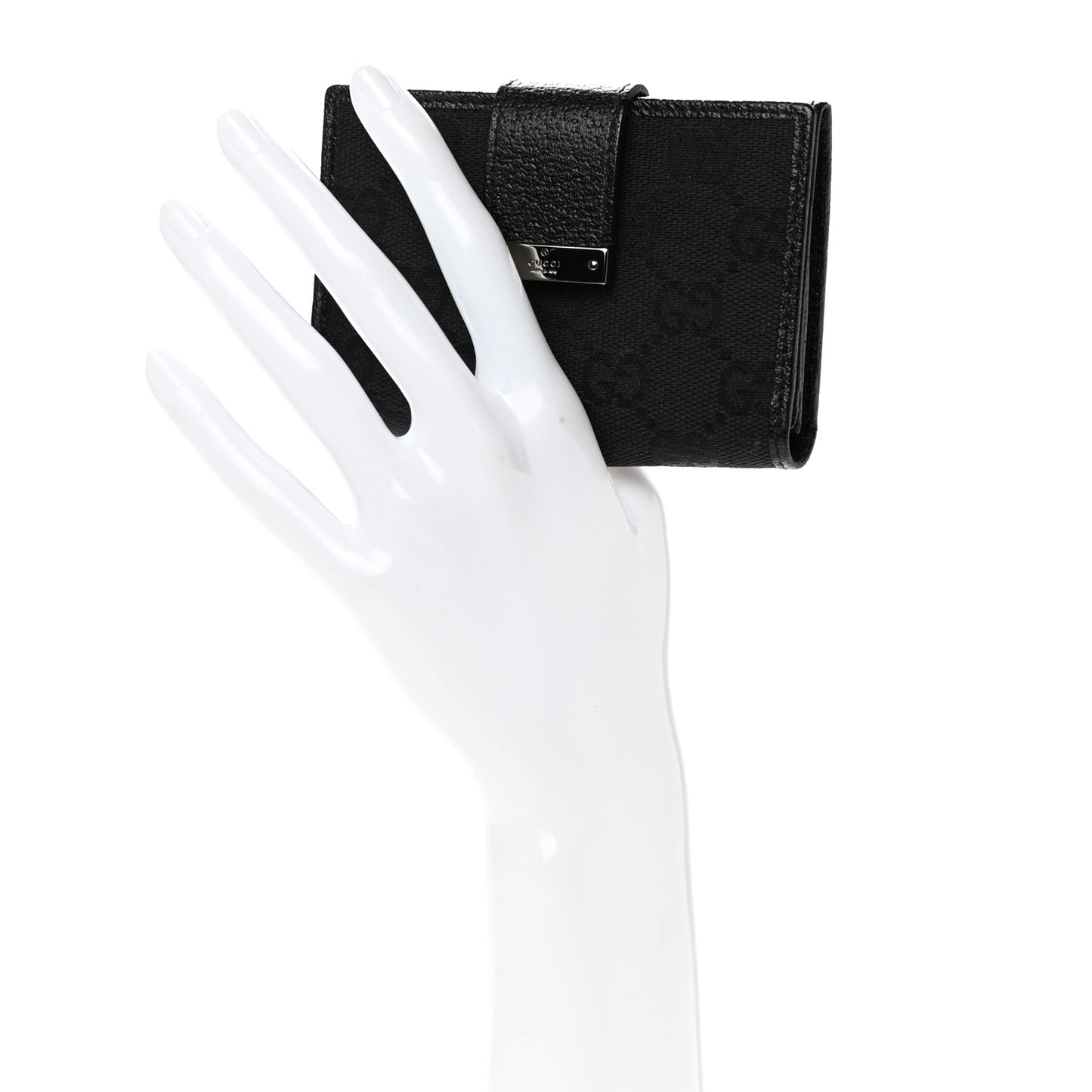 Monogram Metal Bar Compact Flap Wallet Black