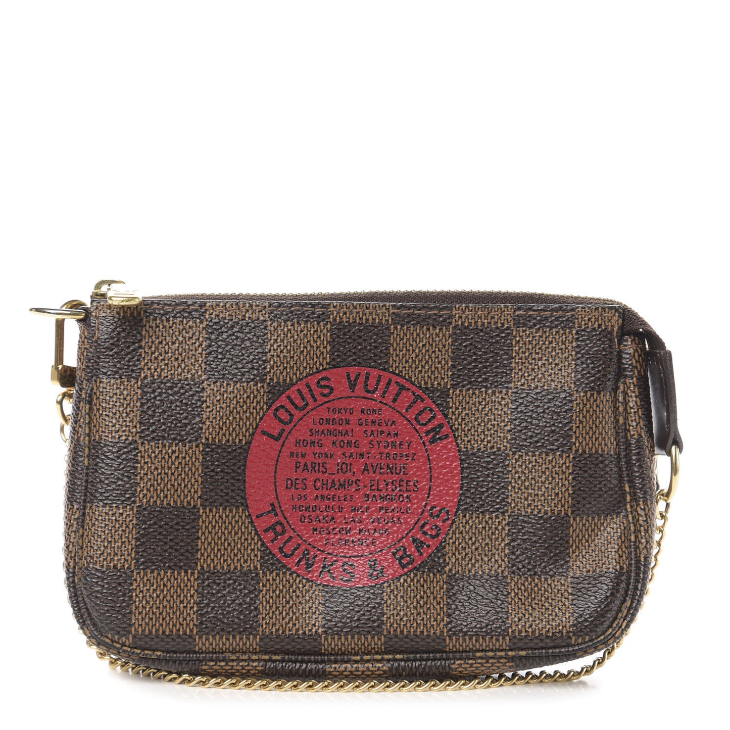 Damier Ebene Complice Trunks and Bags Mini Pochette Accessories Red