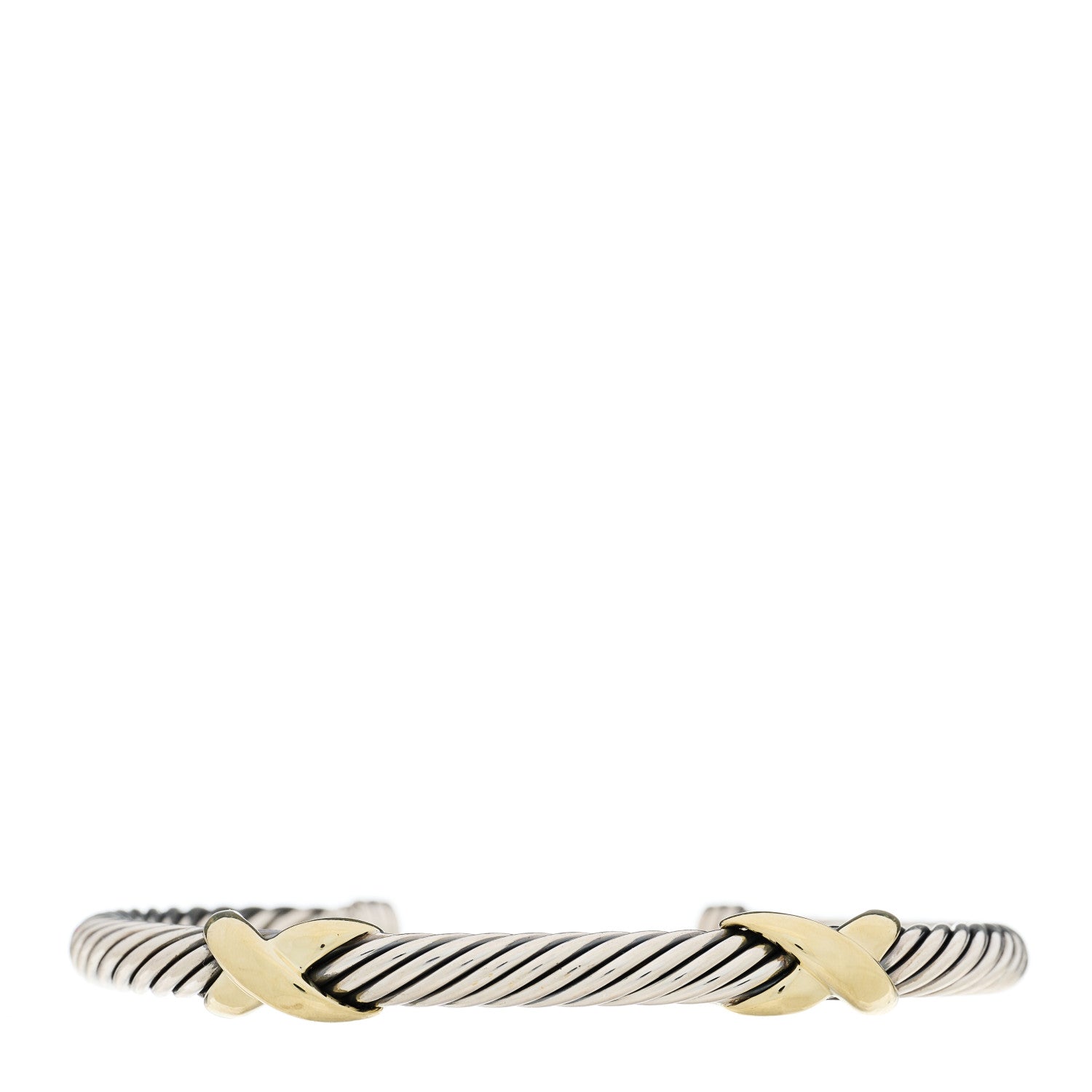 David Yurman Sterling Silver 14K Yellow Gold 5mm Double X Cable Bracelet 1 of 3