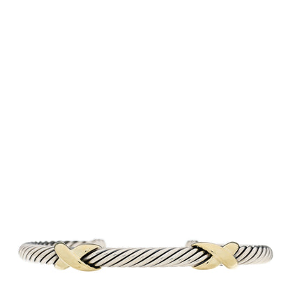 David Yurman Sterling Silver 14K Yellow Gold 5mm Double X Cable Bracelet 1 of 3