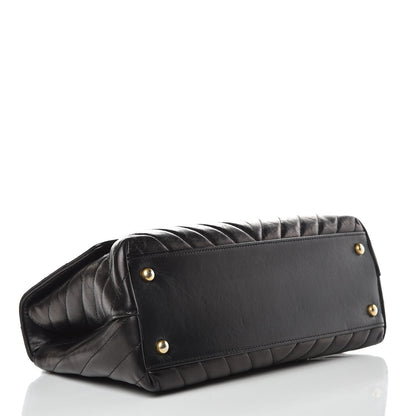 Chanel Calfskin Chevron Quilted Small Coco Handle Flap Black 4 of 11