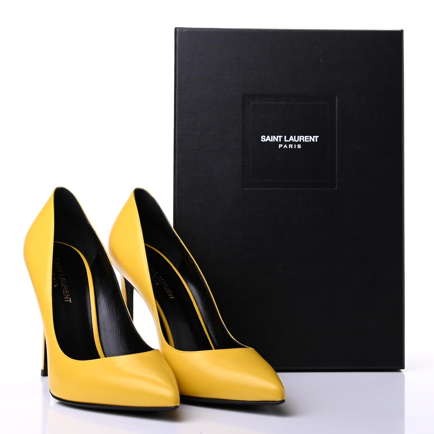 Saint Laurent Calfskin Paris 105 Pumps 39 Yellow 9 of 9