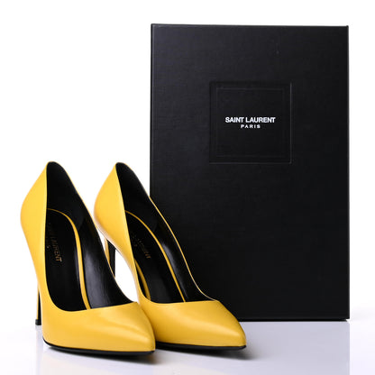 Saint Laurent Calfskin Paris 105 Pumps 39 Yellow 9 of 9