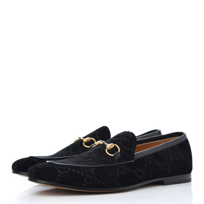 Gucci Velvet GG Monogram Horsebit Mens Jordaan Loafers 8.5 Blue 3 of 14