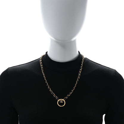 Chanel Metal Lambskin CC Round Long Necklace Gold Black 2 of 4