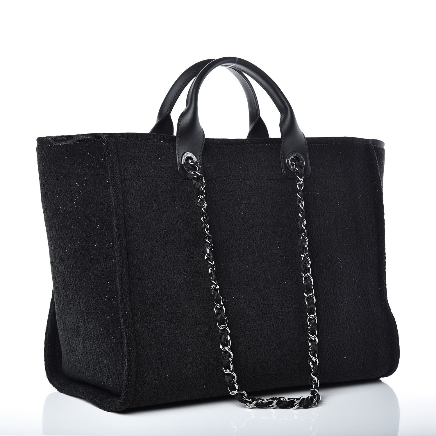 Chanel Lurex Boucle Medium Deauville Tote Black 3 of 10