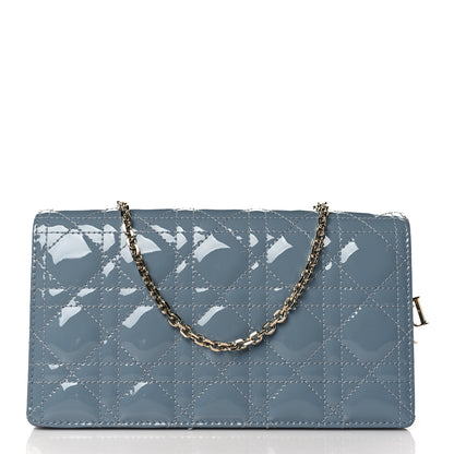 Christian Dior Patent Cannage Lady Dior Convertible Clutch Cloud Blue 3 of 9