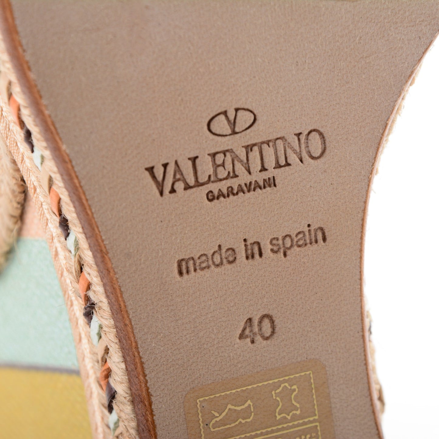 Suede Canvas Native Couture 1975 Espadrille Wedge Sandals 40 Green Tea Sorbet Multicolor