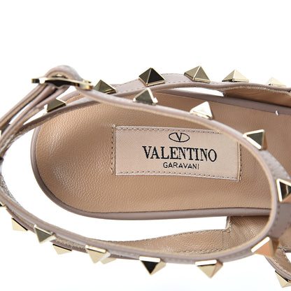 Valentino Garavani Pebbled Calfskin Rockstud Ankle Strap Pumps 39 Poudre 7 of 8