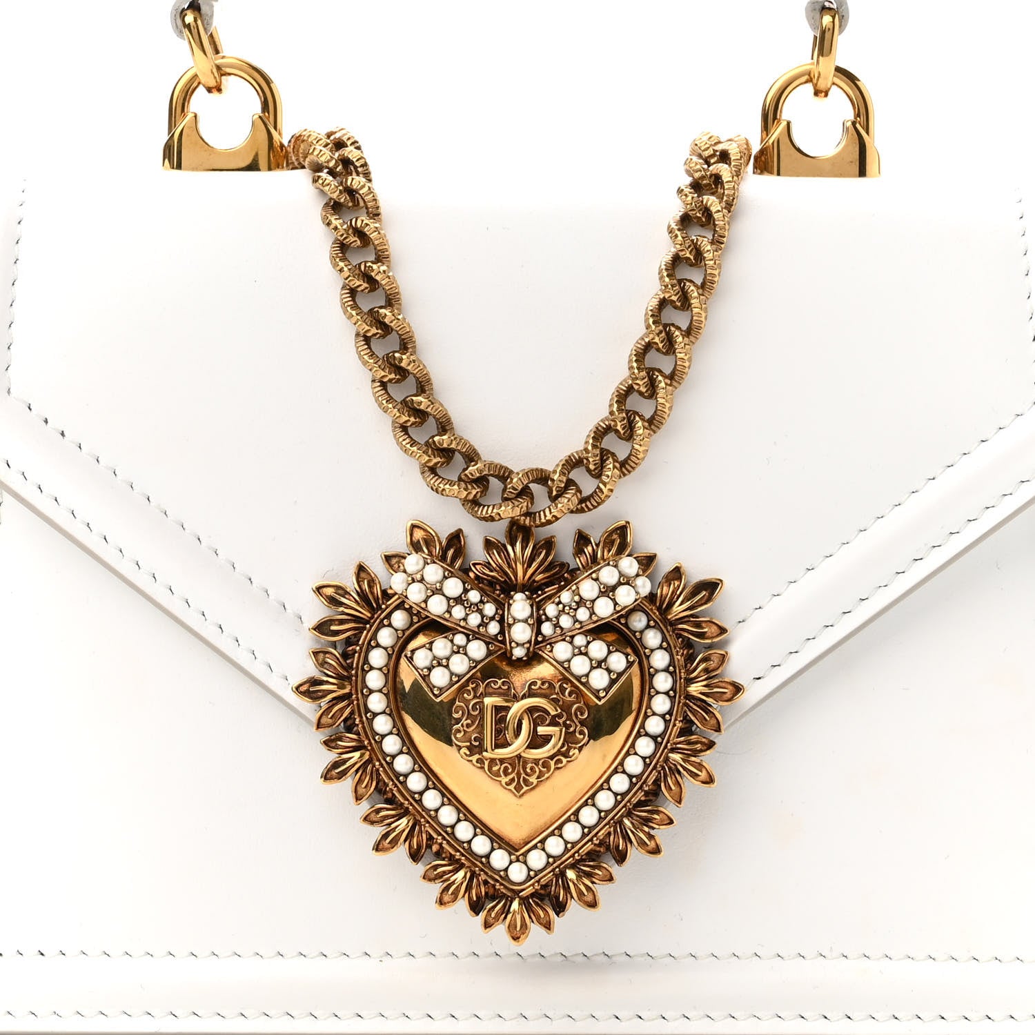 Dolce & Gabbana Smooth Calfskin Small Devotion Envelope Top Handle Bag White 7 of 10