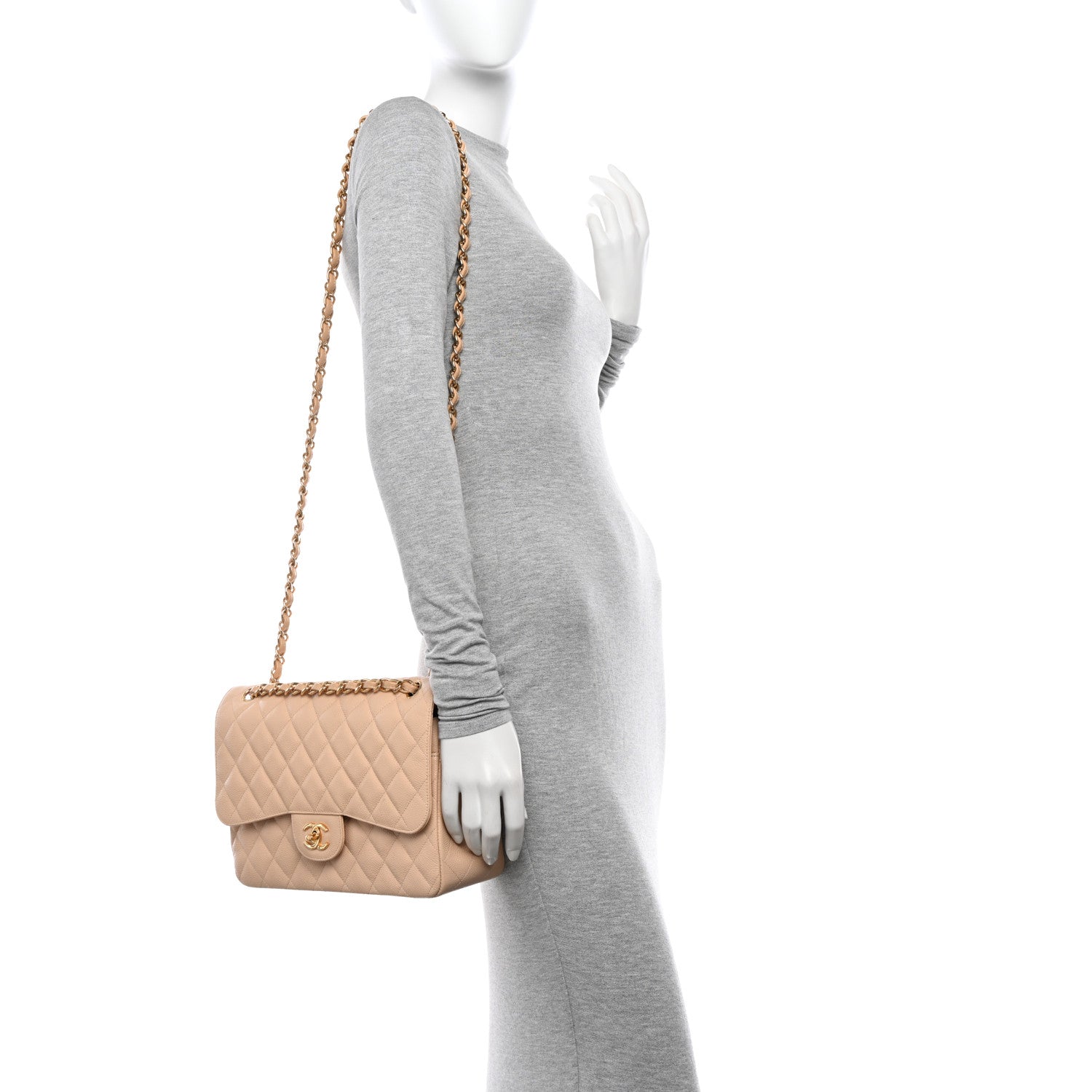 Chanel Caviar Quilted Jumbo Double Flap Beige Clair 2 of 12