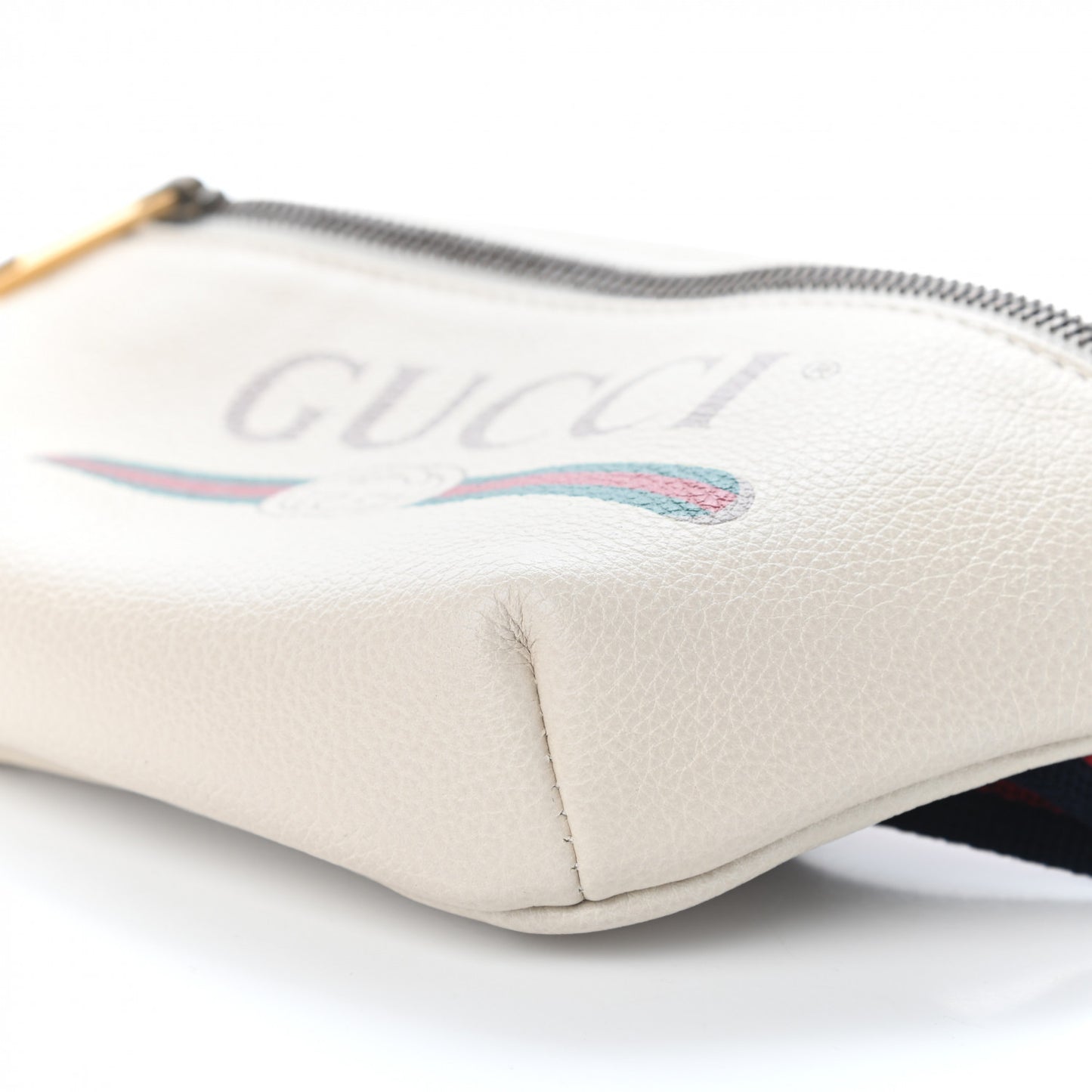 Grained Calfskin Small Logo Belt Bag White
