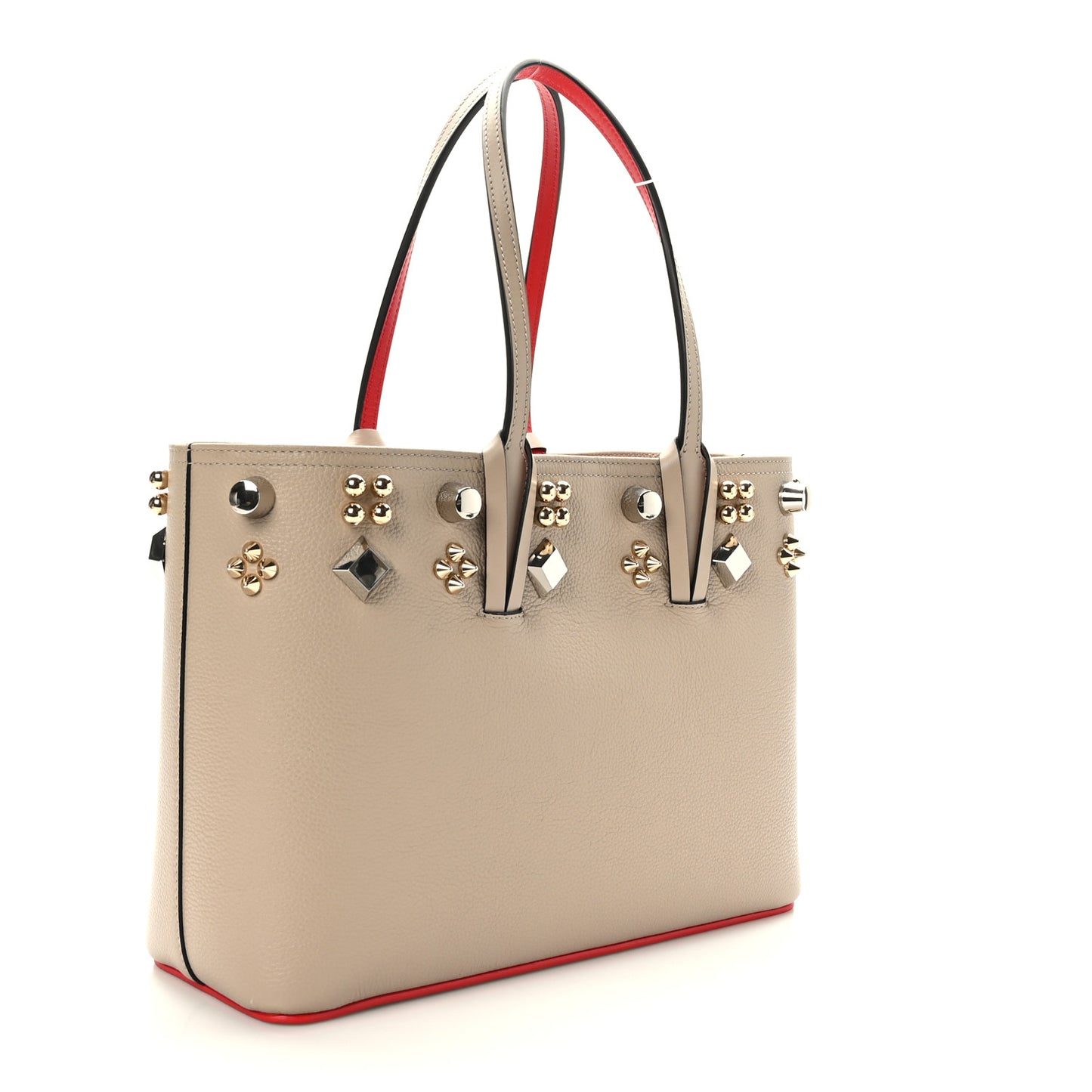 Calfskin Empire Spike Studded Small East West Cabata Tote Feve