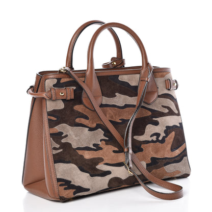 Burberry Suede House Check Camoflauge Medium Banner Tote Tan 3 of 11