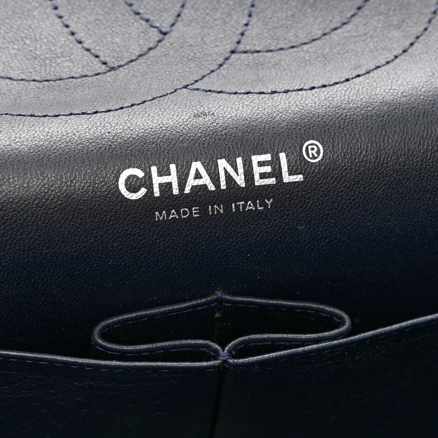 Caviar Quilted Jumbo Double Flap Navy Blue