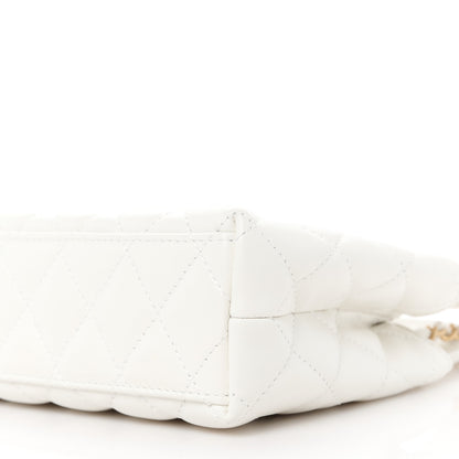 Chanel Shiny Aged Calfskin Quilted Nano Kelly Shopper White 10 of 11