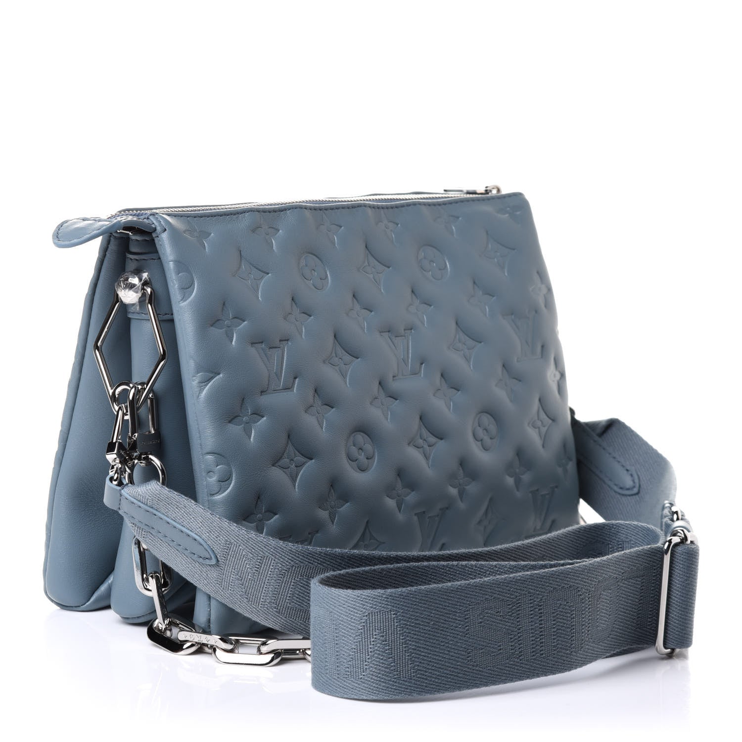 Louis Vuitton Lambskin Embossed Monogram Coussin PM Blue Glacier 10 of 16