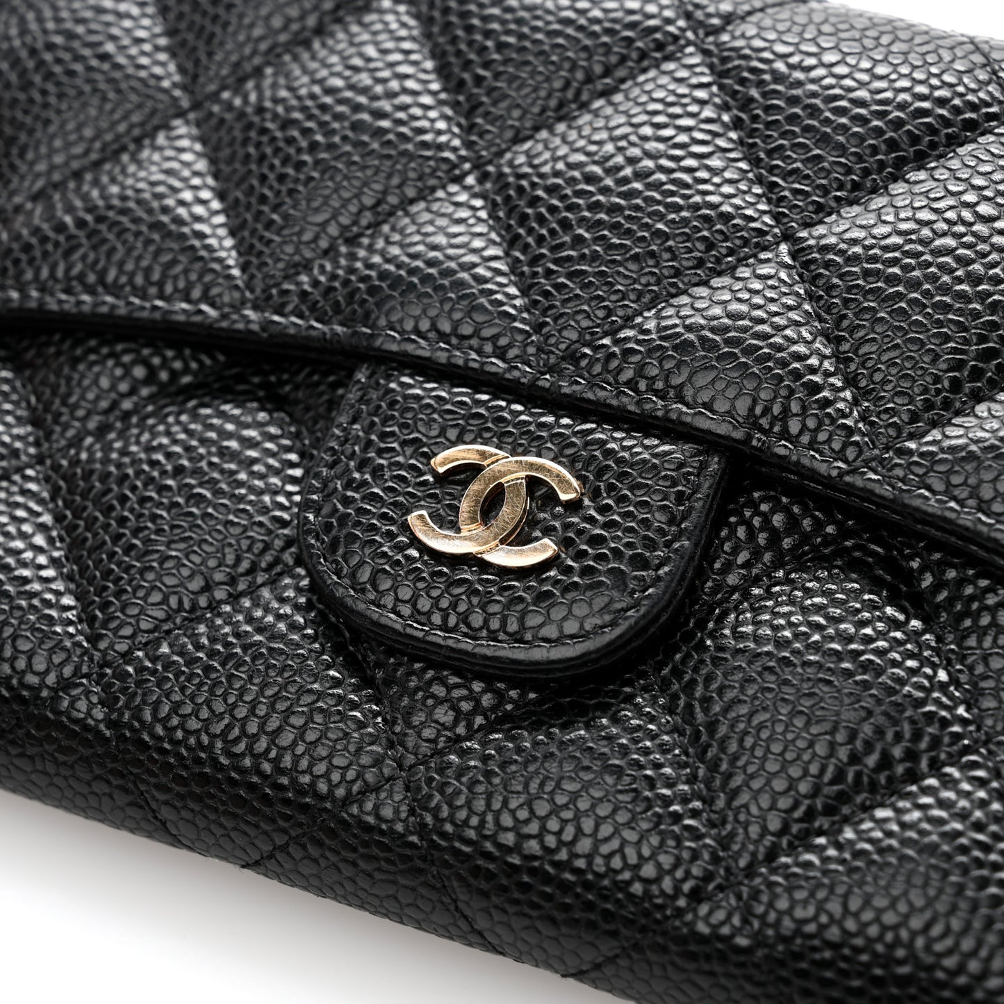 Caviar Quilted Large Flap Wallet Black