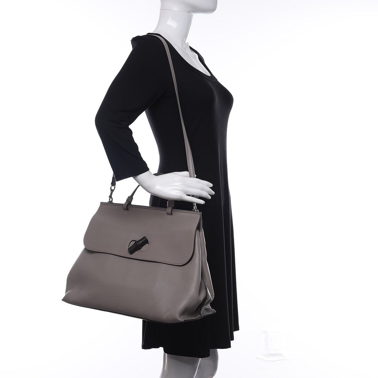 Cellarius Calfskin Large Bamboo Daily Top Handle Bag Storm Grey