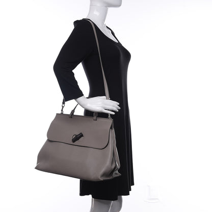 Gucci Cellarius Calfskin Large Bamboo Daily Top Handle Bag Storm Grey 2 of 12