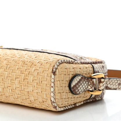 Gucci Raffia Elaphe Mini Ophidia Shoulder Bag Natural Cream Brown 10 of 11