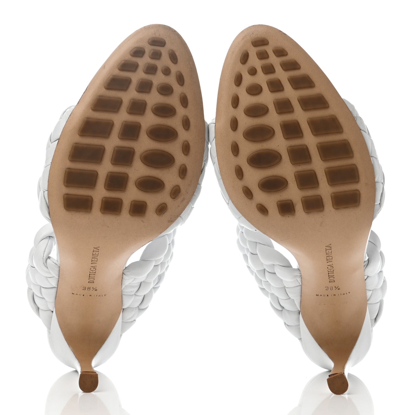 Nappa Twisted Padded Intrecciato Curve Slide Sandals 38.5 Optic White