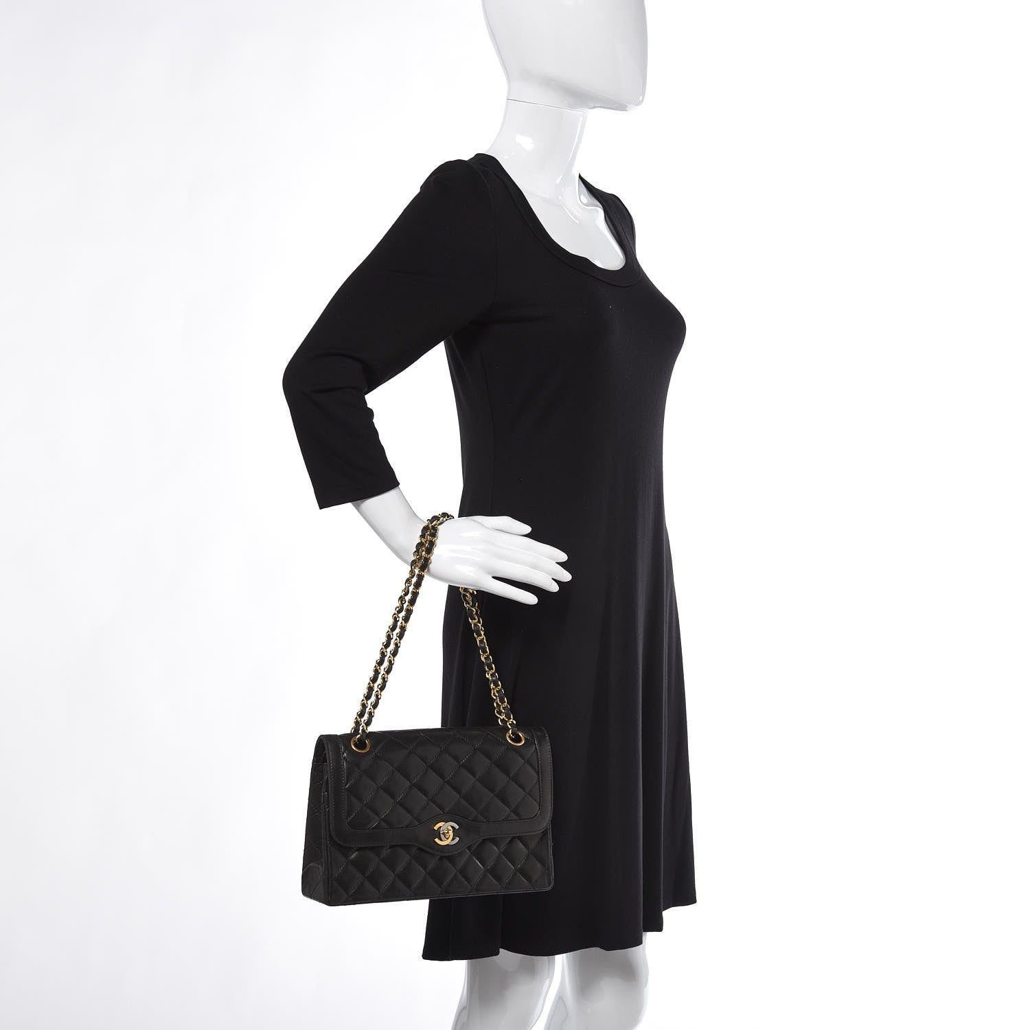 Chanel Lambskin Quilted Medium Double Flap Black 2 of 13