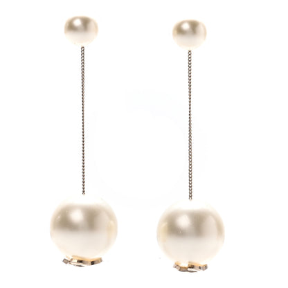 Chanel Pearl CC Chain Drop Earrings Gold 1 of 4