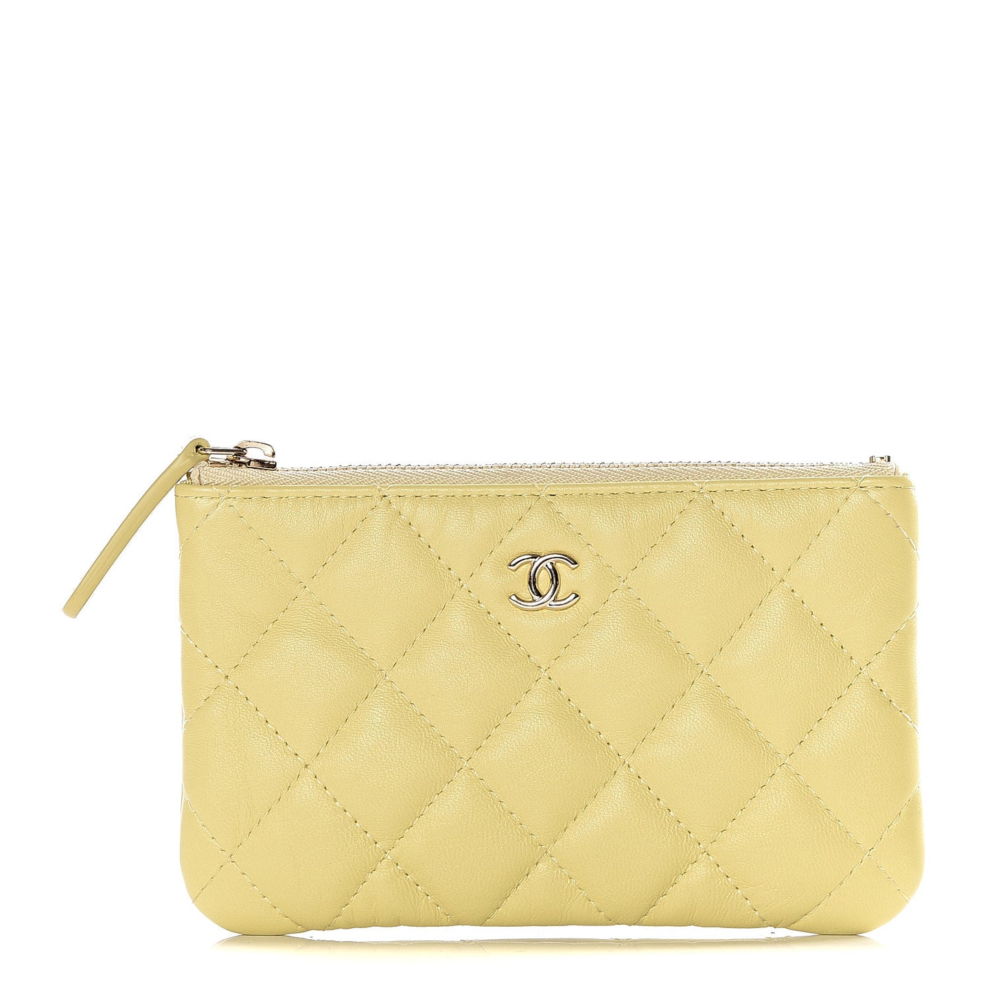Lambskin Quilted Small Cosmetic Case Yellow
