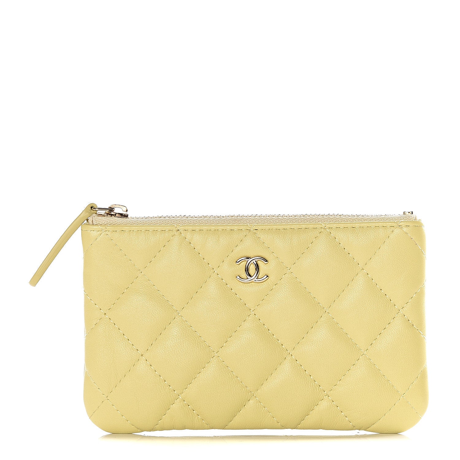 Chanel Lambskin Quilted Small Cosmetic Case Yellow 1 of 11