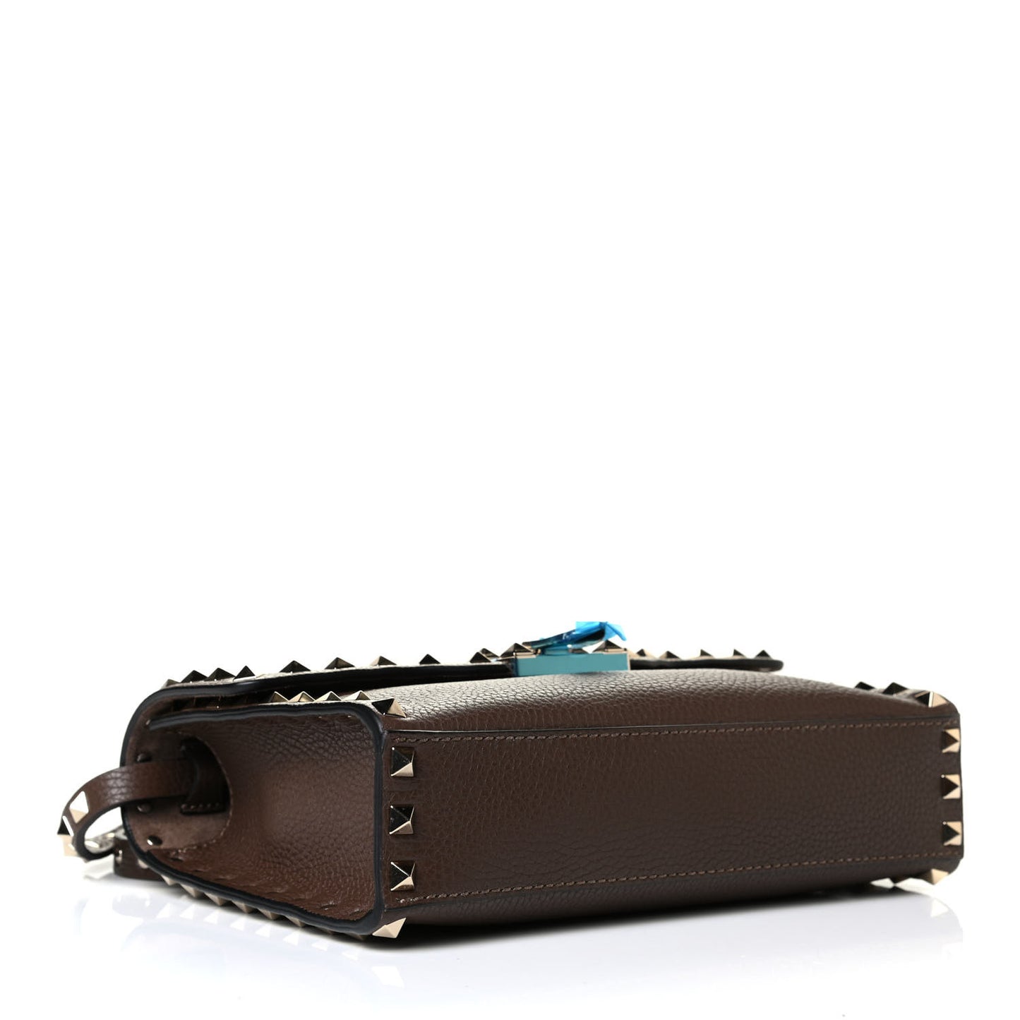 Pebbled Calfskin Medium Rockstud Flip Lock Crossbody Bag Deep Taupe