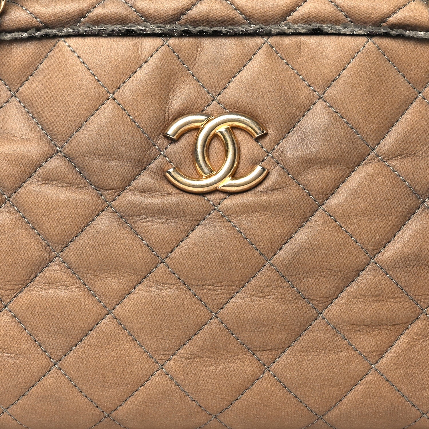 Chanel Iridescent Calfskin Tweed Bowler Bag Brown 8 of 10