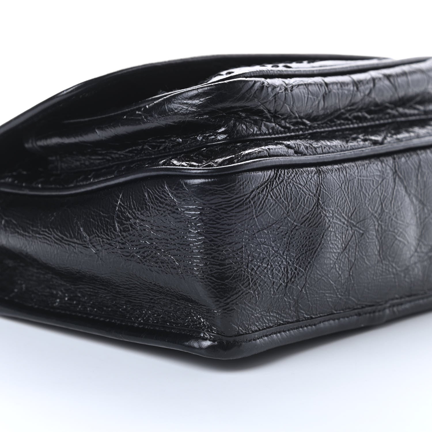 Saint Laurent Crinkled Calfskin Matelasse Monogram Baby Niki Chain Satchel Black 10 of 11