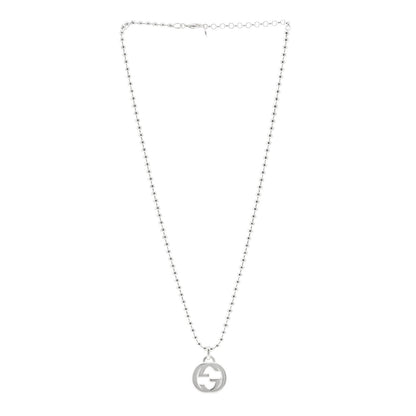 Gucci Sterling Silver Interlocking GG Pendant Beaded Necklace 3 of 4