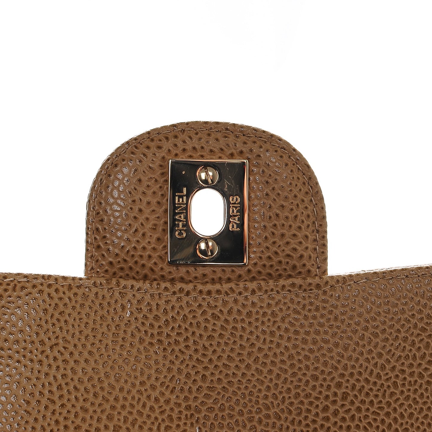 Caviar Quilted Medium Double Flap Beige