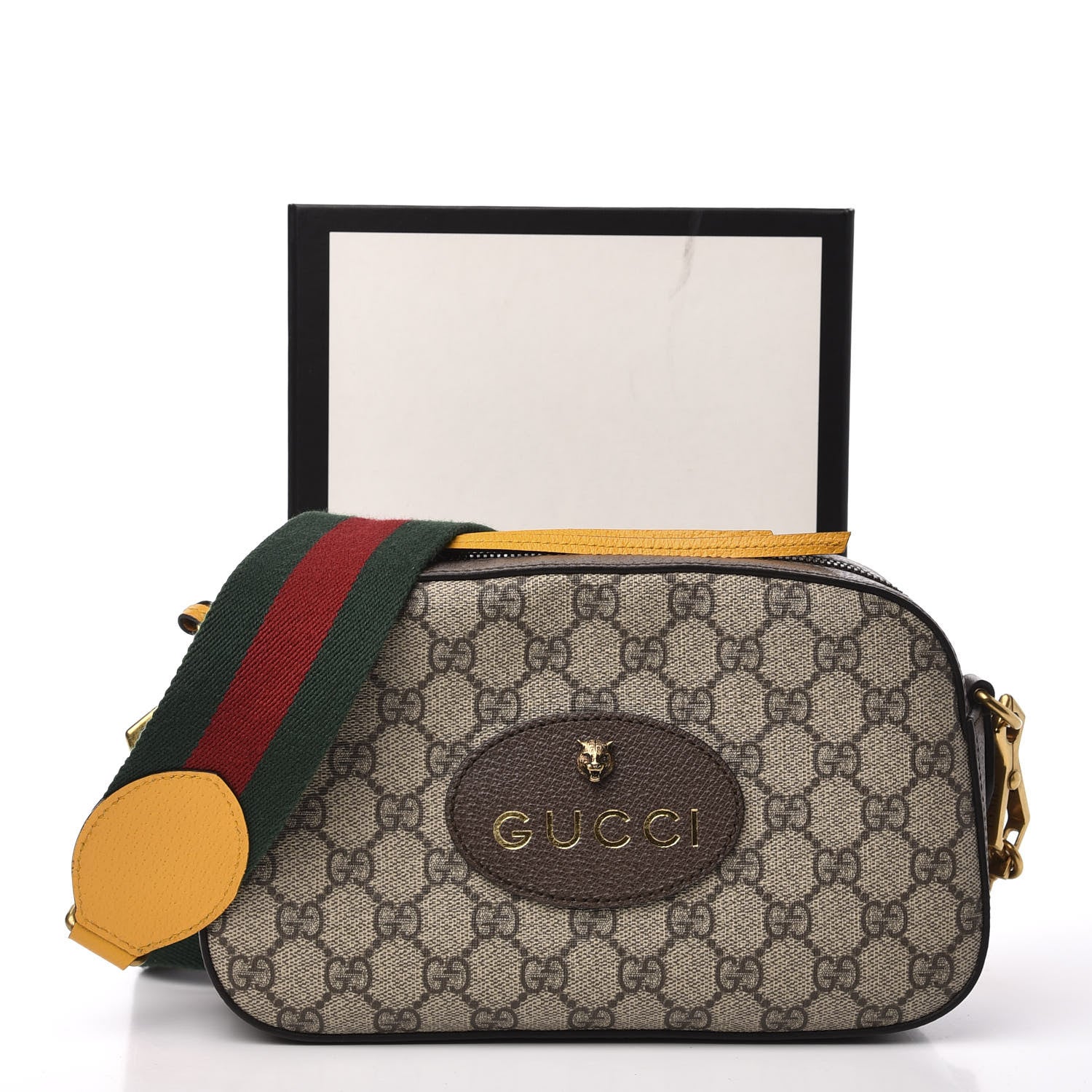 Gucci GG Supreme Monogram Web Neo Vintage Shoulder Bag Beige New Acero Crop 11 of 11