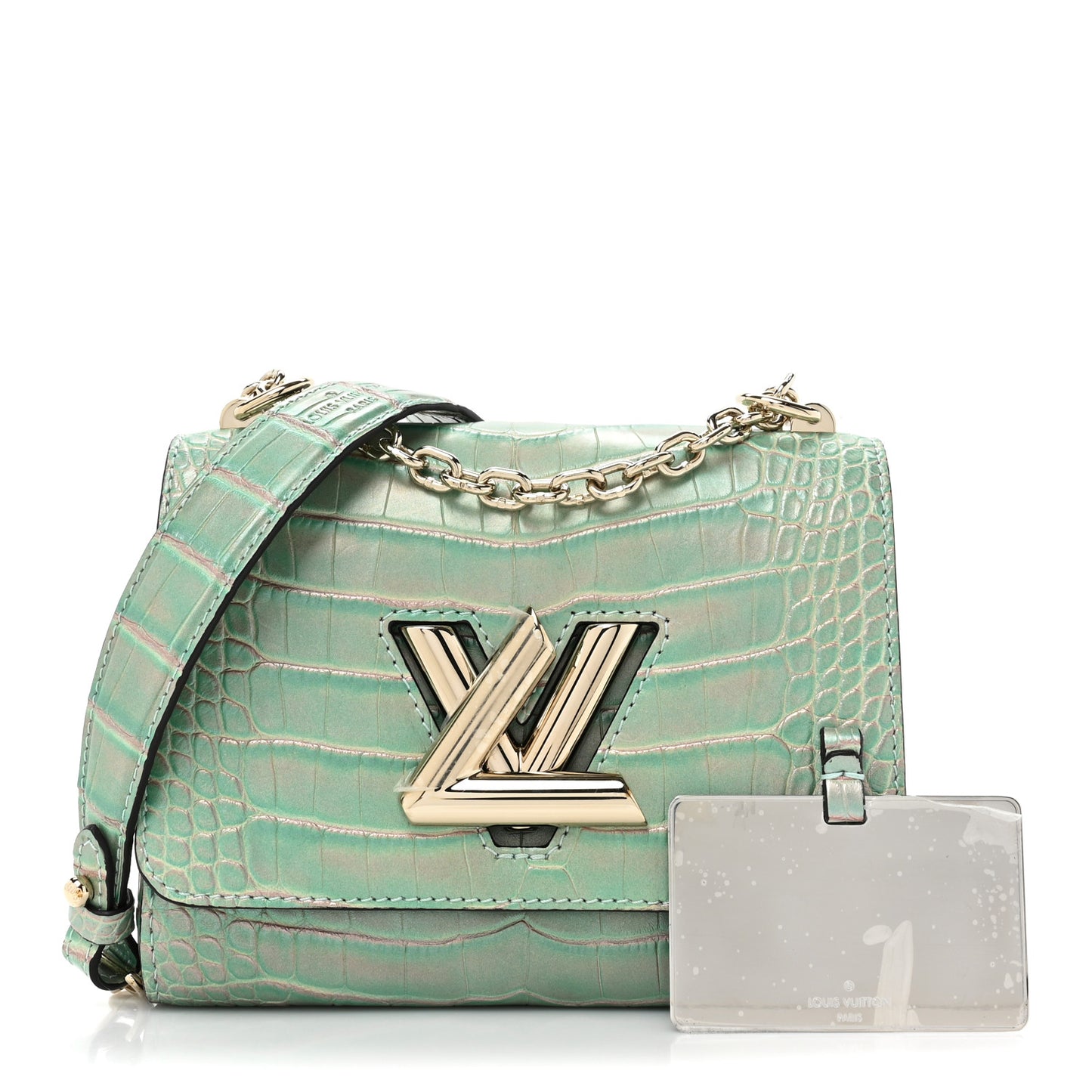 Alligator Mini Twist Shoulder Bag Turquoise