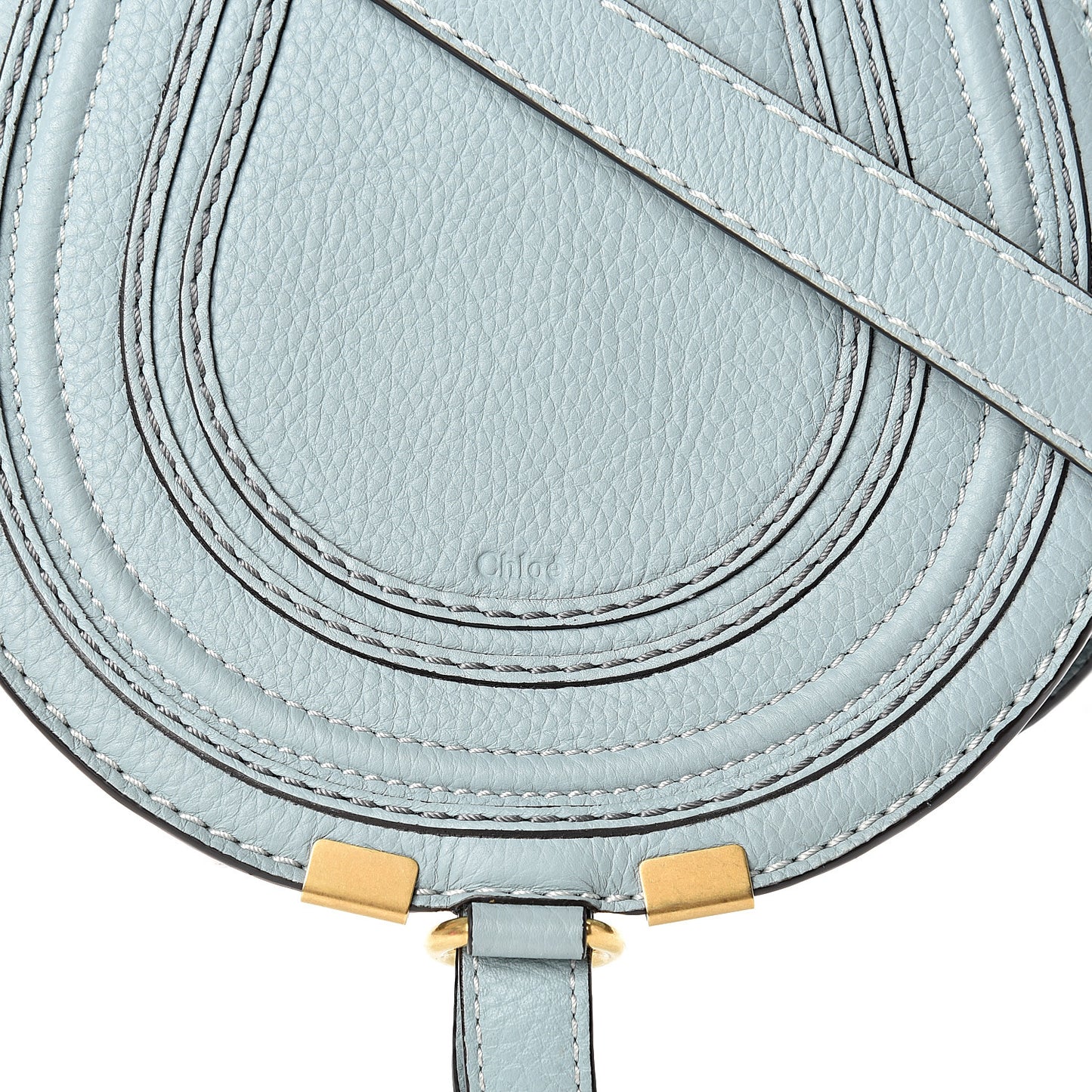 Calfskin Mini Marcie Round Crossbody Bag Faded Blue