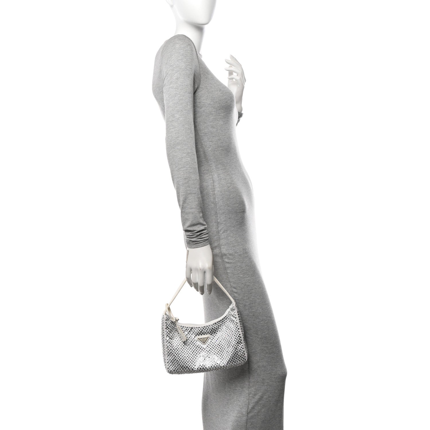 Prada Satin Crystal Mini Re-Edition 2000 Bag White 2 of 11