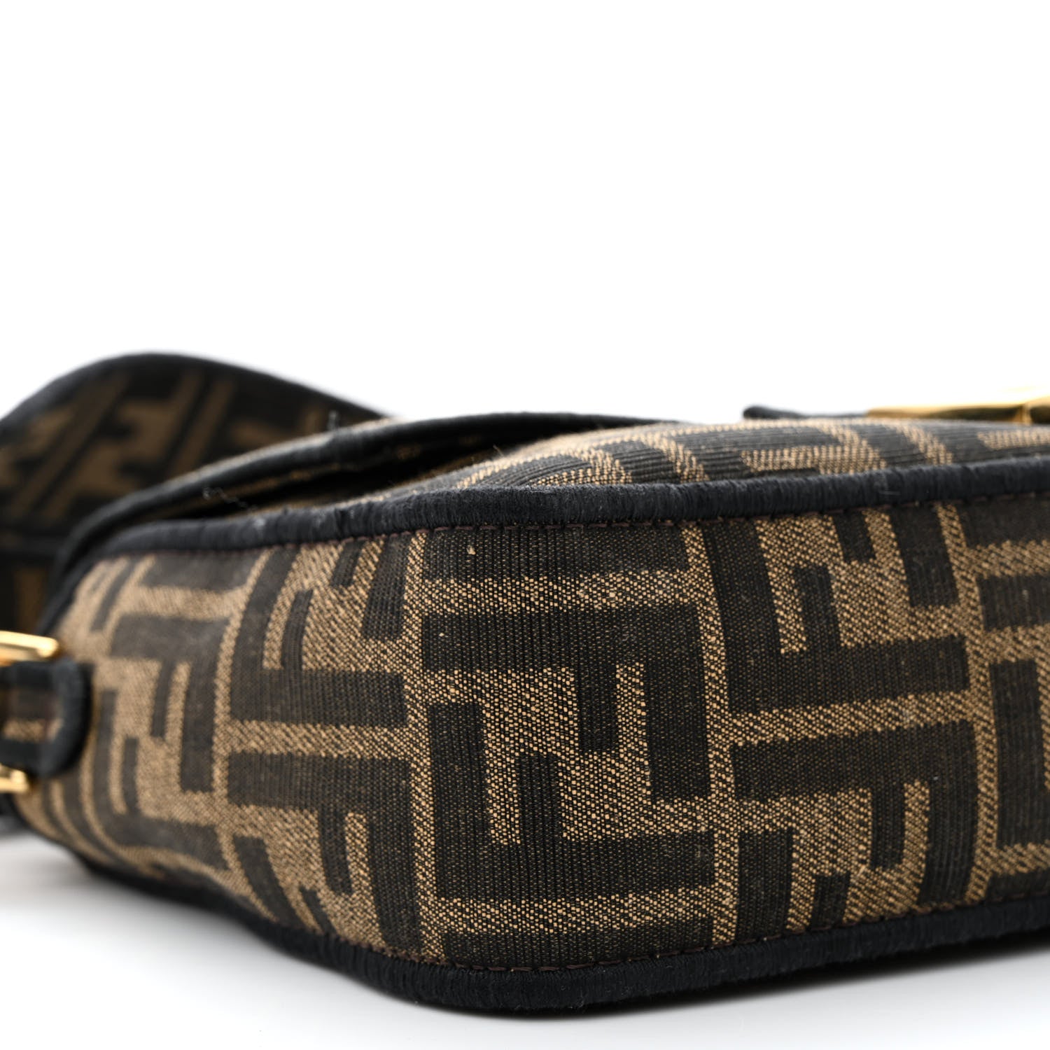 Fendi Fabric Jacquard FF 1974 Medium Baguette Tobacco Moro Black 9 of 11