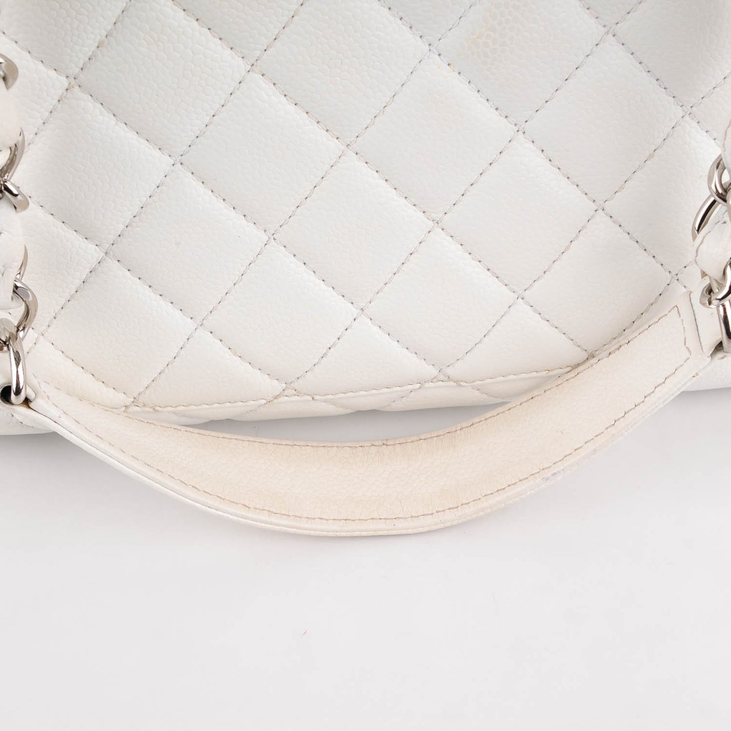 Caviar Quilted Grand Shopping Tote GST White